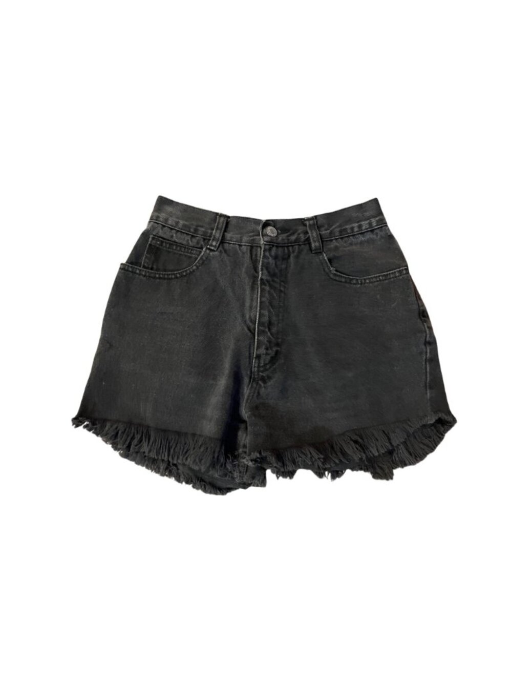 Vintage Jordache Black Denim Shorts Raw Hem Juniors 7/8 Used Y2K - Picture 3 of 14